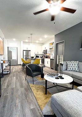 The Addison Longwood model living room and kitchen view